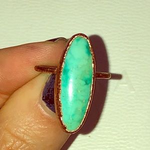Copper turquoise ring